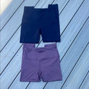 90 Degree By Reflex Women's Lavender and Navy Leggings 2 Pair Bundle size M
